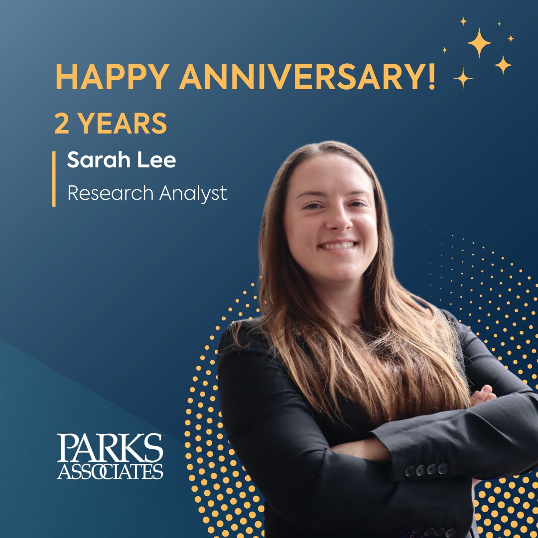 Happy 2nd anniversary to our Research Analyst, @sarahaleephd! Thank you for your hard work and dedication, Sarah! See her latest work in this white paper: parksassociates.com/products/white… Here's to more data-driven victories ahead! 🎉 #HappyAnniversary #ParksAssociates #research