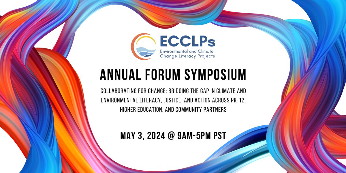 TOMORROW 5/3 from 9 AM to 5 PM PST via Zoom, join a FREE symposium with up to 8 dynamic sessions on climate & environmental literacy, justice, & action! Engage directly with speakers, including our own Peggy Harte, during this live event! Register: ecclps.vfairs.com