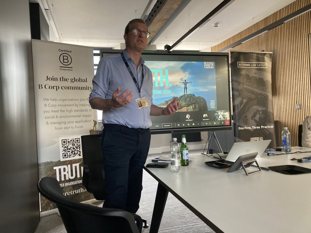 Thanks to our Patrons, <a href="/BeyondLawGroup/">Beyond Law Group</a> for an excellent session on the merits of <a href="/BCorpUK/">B Corp UK</a>.