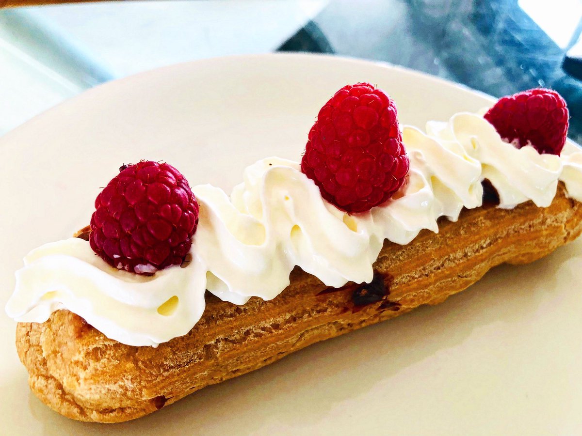 Chocolate Eclair With Raspberry And Cream. #food #foodspotting, #foodgalore, #gastronomicdelight, #yummy, #foodies, #foodtrip, #foodporn, #foodgasm, #foodstand, #foodstagram, #diningathome, #homecookedmeal, #homecooking, #mycooking, #myrecipe, #myhomecooking, #cookingathome,