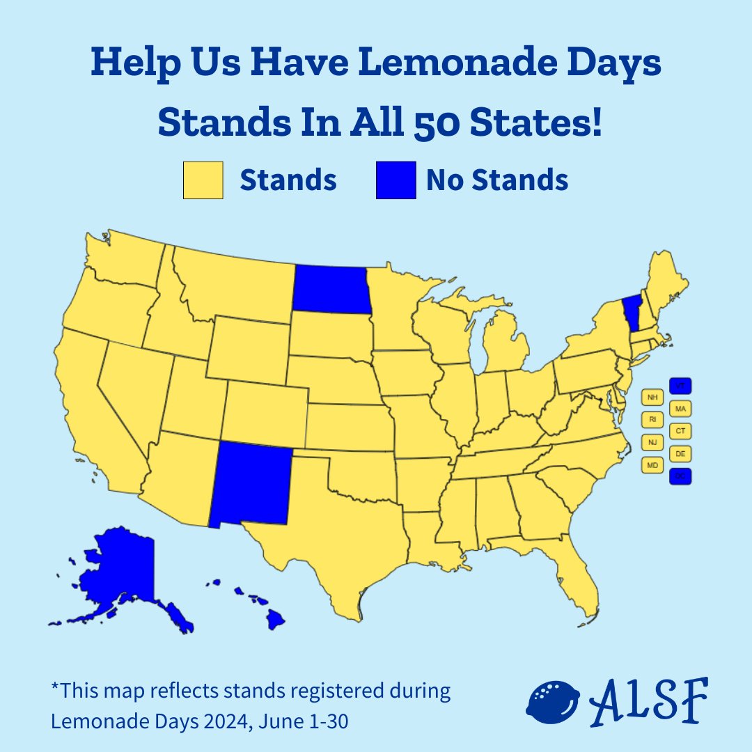 We are less than a month away from the start of Lemonade Days! 🍋🍋🍋 Tag a friend from one of these states and ask them to host a lemonade stand this June to fight childhood cancer by registering at LemonadeDays.org