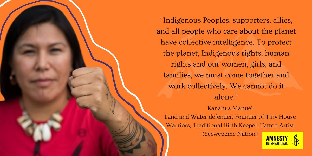 May 5 is  #RedDressDay 
Read our powerful conversation with #TinyHouseWarrior Kanahus Manuel about the threats faced by Indigenous women land & water defenders: amnesty.ca/blog/kanahus-m…