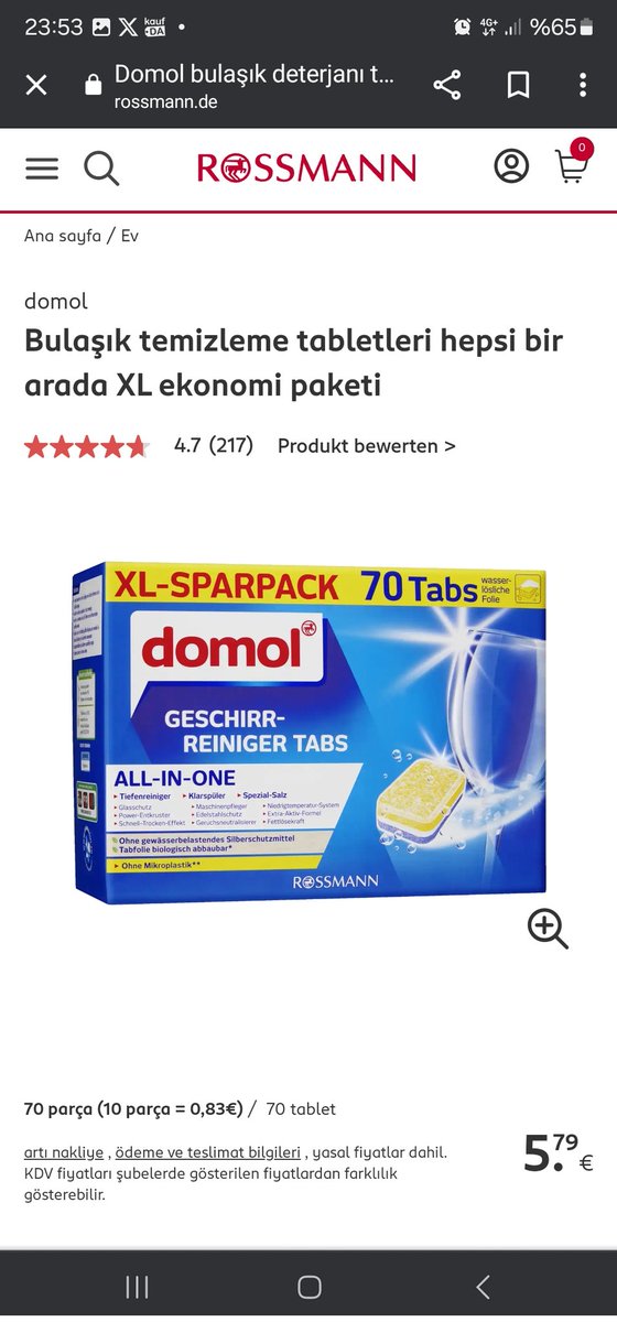 @zarifekedisi Domol gayet sıradan bir drogerie markası. Türkiye fiyatı çok yüksek! Domol için 400 küsür verilmez!