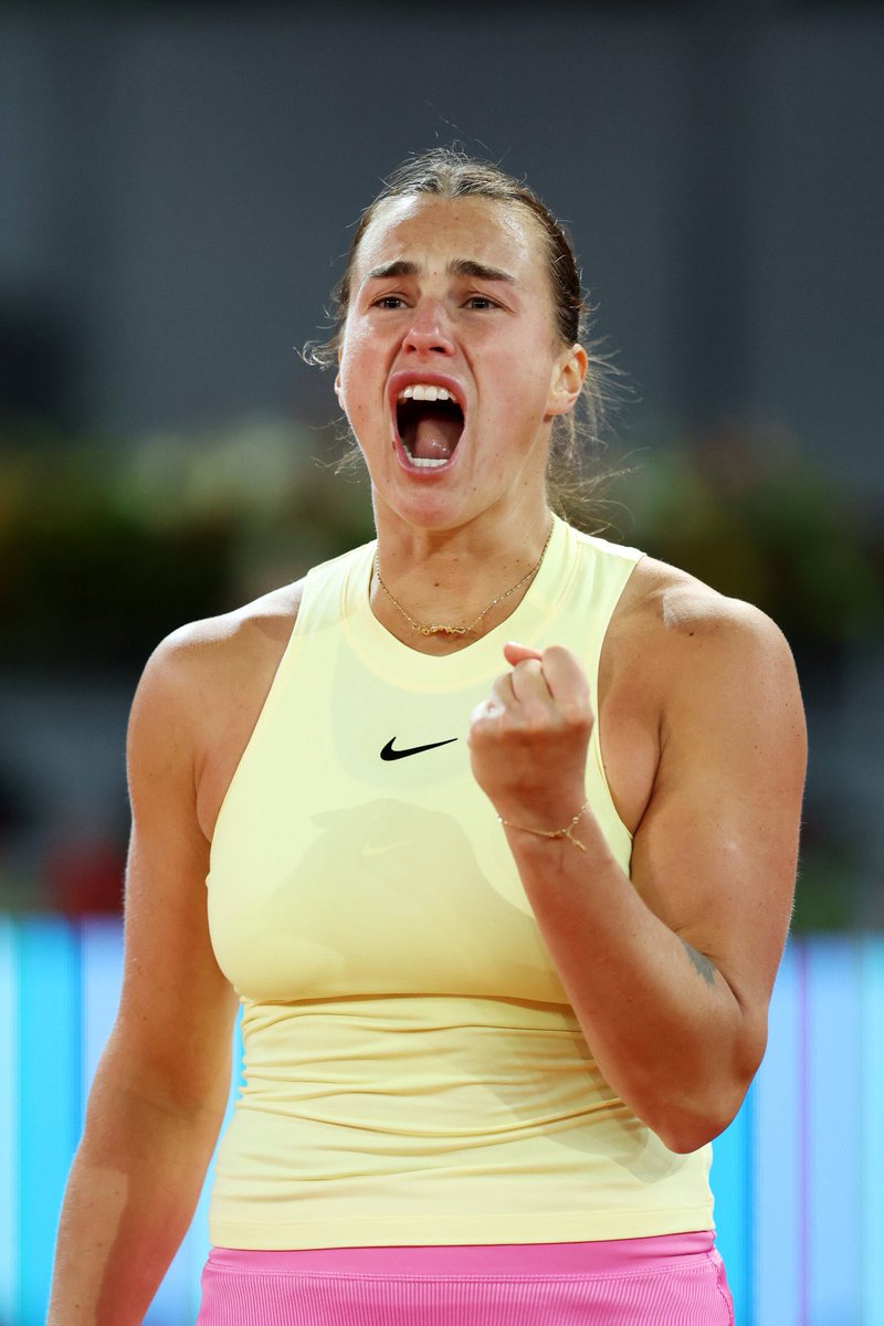 Sabalenka d. Rybakina 1-6 7-5 7-6(5) Unreal effort. Elena served for the match, but Aryna turned this into a street fight. Her #2 ranking was on the line. But she responded like an absolute warrior. ✅27th final ✅Back to back Madrid finals ✅3rd final of 2024 🐅