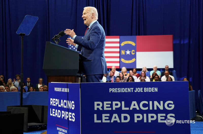 President Joe Biden visited North Carolina for the third time this year, betting he can get the state to back Democrats in the 2024 election. But polls suggest Biden will have a tough time flipping the state in the rematch against Republican Donald Trump reut.rs/4b25J0u