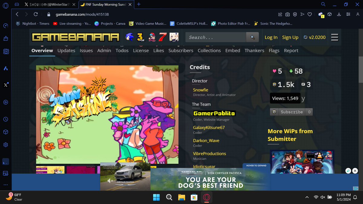 I’ve realized this and never posted thanks who have played this mod on gamebanana we are hopefully going be able to finish up the mod, there only little songs that needs to be done and the mod should be finish and little background art to -☀️