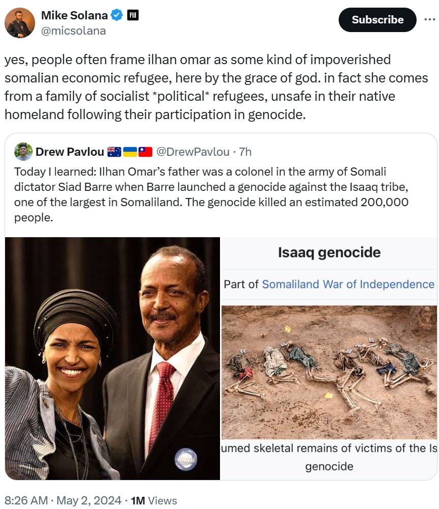 200th Ilhan Omar scandal just dropped: 'Poor refugee girl' who libels Jews with a fake genocide on the daily is the daughter of an actual REAL genocider. Unbelievable.