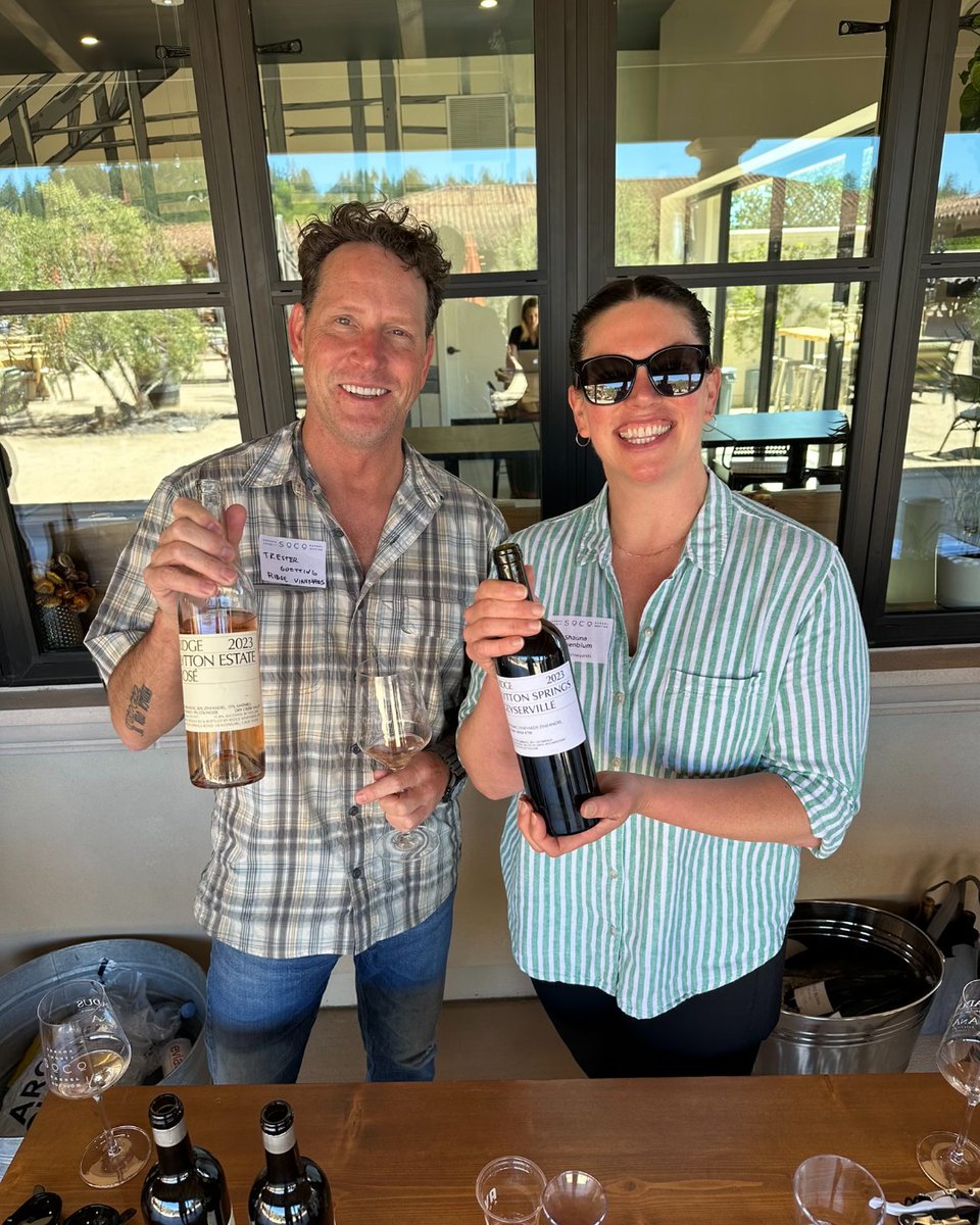 RIDGE Winemakers, Trester and Shauna, at the #SonomaCountyBarrelAuction The 10th anniversary event, produced by @SonomaCountyVintners, features 'Never Before, Never Again' #wines, representing the stylistic range & world-class quality of Sonoma. Each lot is truly original!