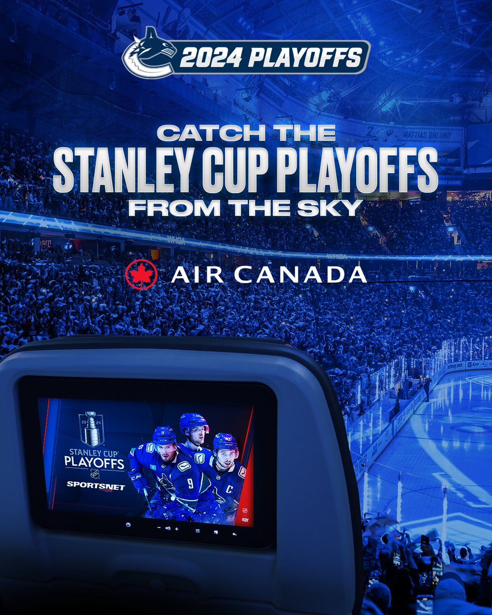 The #Canucks playoff games are now available on select @AirCanada flights within Canada! Don’t miss a second of the action with @Sportsnet on Live TV!