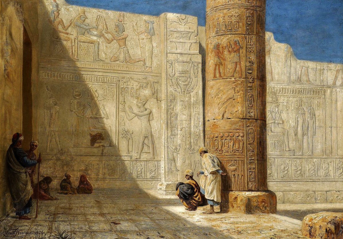 Temple of Seti I (Abydos) by Ernst Koerner (German, 1846-1927), 1926. Medium: oil/canvas