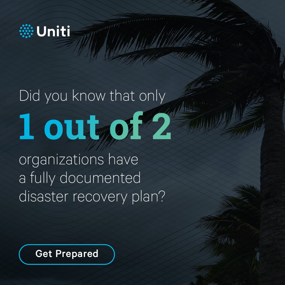 Concerned your business isn't ready for the next hurricane? You're not alone. Let us help. Schedule a 30-minute (free!) Disaster Recovery Assessment with one of our experts. Get started here! #disasterrecovery #stormpreparedness #networkresiliency bit.ly/4a2CHfR