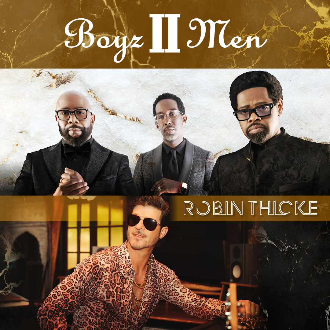 Spend a soulful evening with some R&B classics! Enter for a chance to win TWO tickets to the upcoming Boyz II Men with Robin Thicke show on 5/19! ⁠ Enter by:⁠ • Liking this post.⁠ • Tagging 3 friends in the comments.⁠ • And, follow us!⁠ ⁠ Winner randomly selected on 5/9.