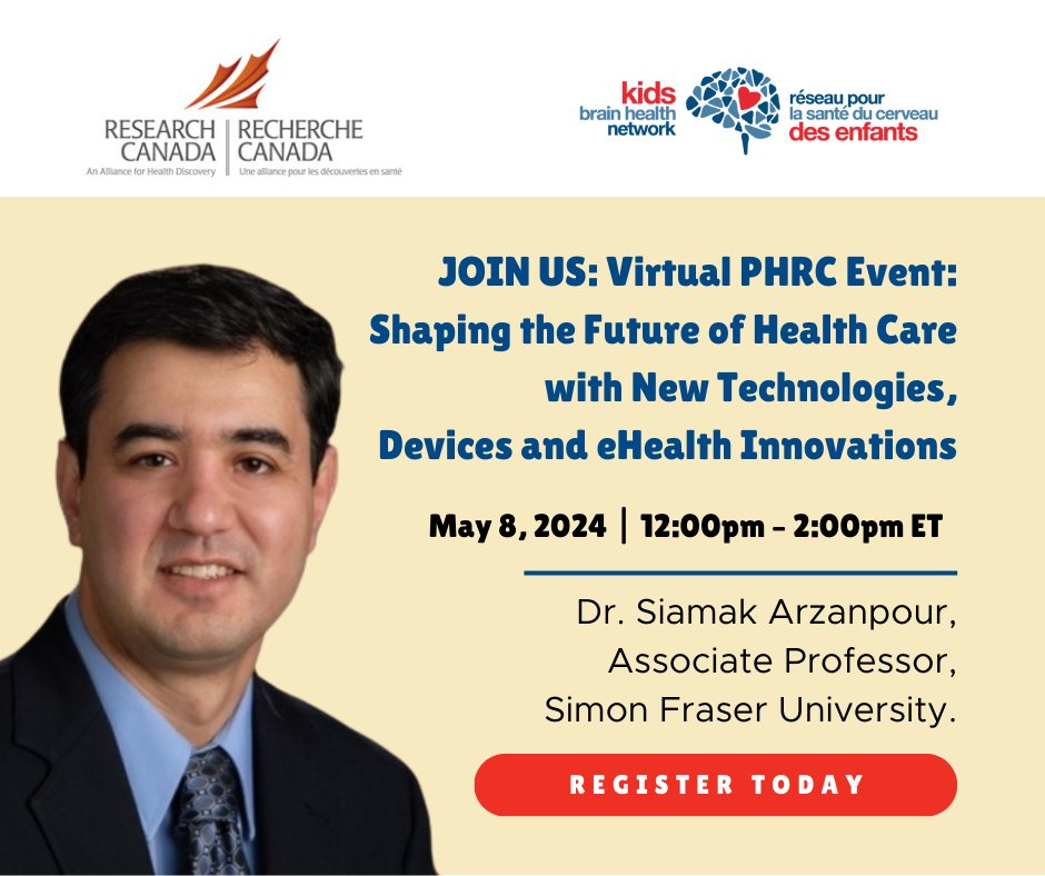 🌟 Join us for the @ResearchCda Virtual PHRC Event: 'Shaping the Future of Health Care with New Technologies' on May 8, 2024, 12-2pm ET. We're proud to have SFU-KBHN researcher Dr. Siamak Arzanpour, PhD, PEng, MBA as one of the speakers! ow.ly/QMNY50RsPfx 🚀✨