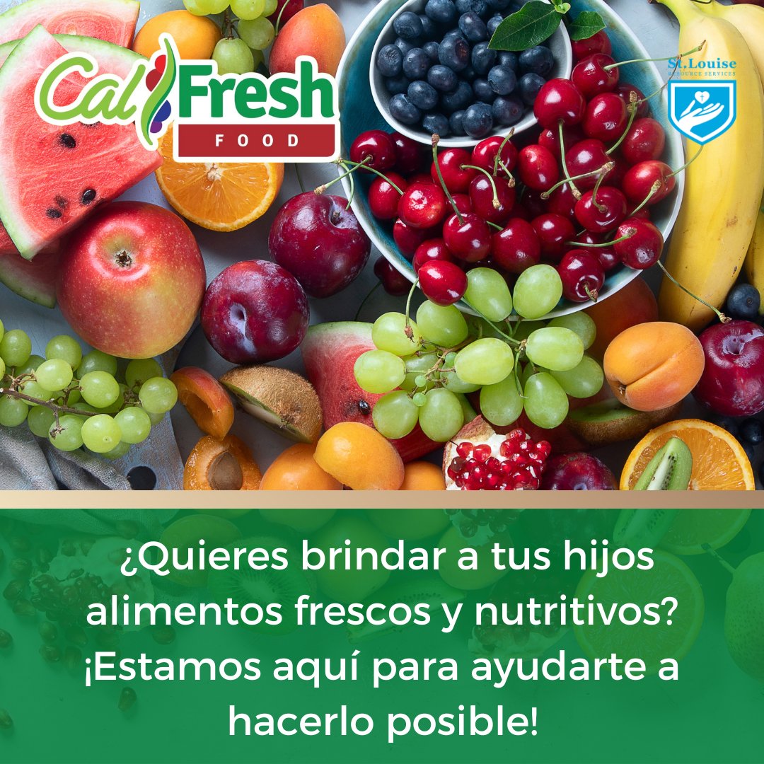 🌟 Calfresh is here to help! 🌟 Calfresh is a tool that assists families in purchasing more essential food items for their loved ones. At StLRS, we also provide assistance with applications. Call us today at 844-245-1900 to get started! 

#Calfresh #WeSpeakSpanish 🥦🍎🥕