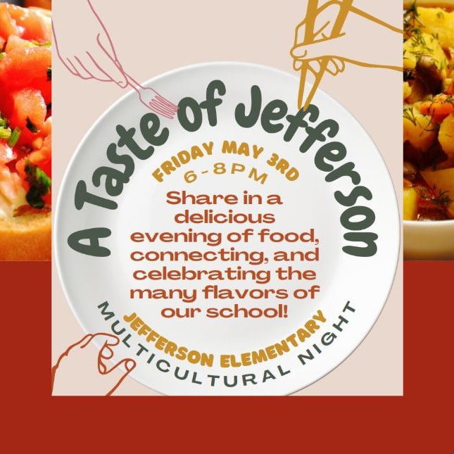 Jefferson PTA (@jfepta) on Twitter photo We hope to see you at the Natural Leader's A Taste of Jefferson Multi-Cultural Night tomorrow, Friday May 3rd, from 6-8pm in the cafeteria!
#gochargers #community #togetherwearestronger #jeffersonpta
<a href="/EPS_JeffersonES/">Jefferson Elementary School - EPS</a> @everettschools <a href="/EPS_Region2/">Dr. Pete Misner</a> <a href="/DrIanBSaltzman/">Dr. Ian B. Saltzman</a>
<a href="/EverettPTSA/">Everett PTSA Council</a> We hope to see you at the Natural Leader's A Taste of Jefferson Multi-Cultural Night tomorrow, Friday May 3rd, from 6-8pm in the cafeteria!
#gochargers #community #togetherwearestronger #jeffersonpta
<a href="/EPS_JeffersonES/">Jefferson Elementary School - EPS</a> @everettschools <a href="/EPS_Region2/">Dr. Pete Misner</a> <a href="/DrIanBSaltzman/">Dr. Ian B. Saltzman</a>
<a href="/EverettPTSA/">Everett PTSA Council</a>