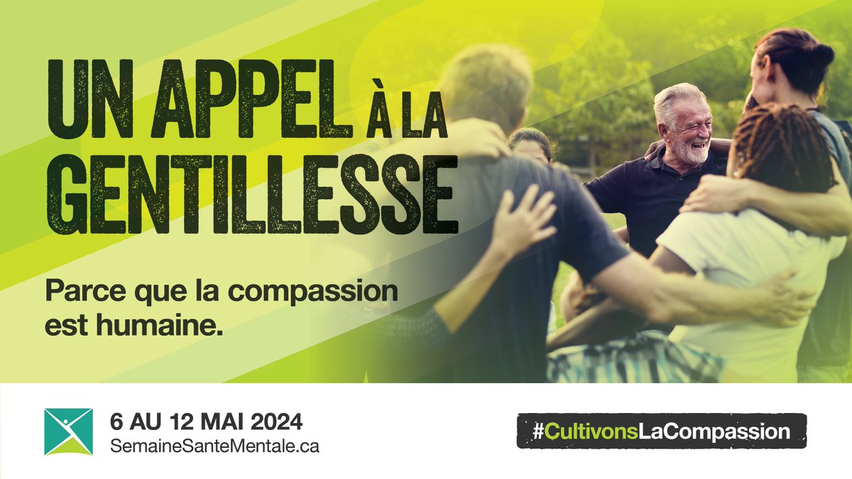 Cette année, la #SemaineDeLaSantéMentale a pour thème la compassion envers soi et les autres, qui améliore la santé mentale de tous. Des études financées par l’INSMT favorisent la compassion dans les soins de #SantéMentale et liés aux #psychotropes : 📖 cihr-irsc.gc.ca/f/52638.html