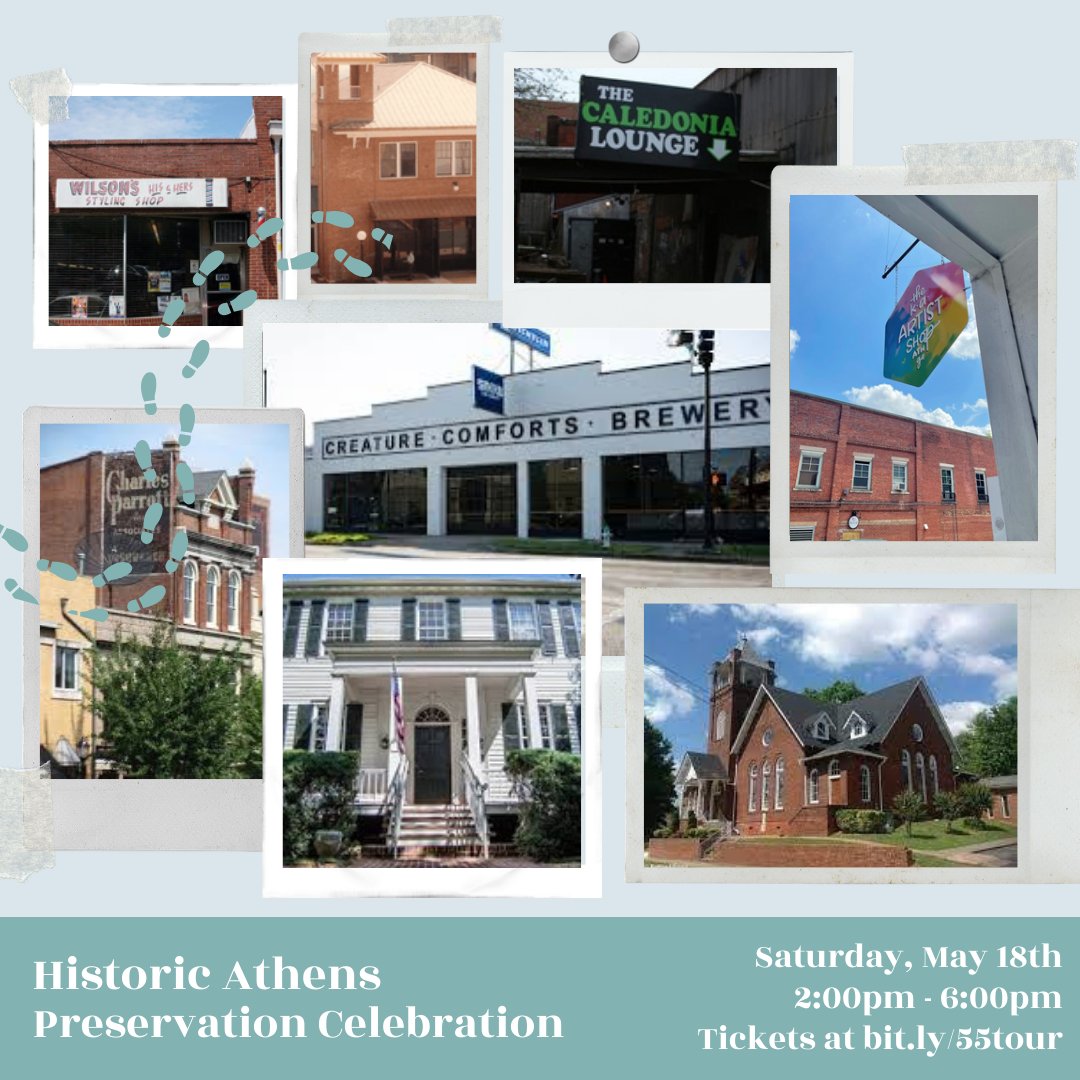 Uncover downtown Athens at our upcoming Preservation Celebration with our exclusive Downtown Excursion. This will offer an inside look into some of Athens' historic gems 🌆 Don’t miss out on this opportunity & reserve your spot now at bit.ly/55tour #athensga #downtown