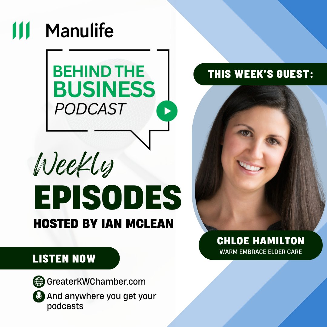 Discover the heartwarming journey of Chloe Hamilton, Founder of Warm Embrace Elder Care, in episode 37 of Manulife Behind the Business podcast. Beat the morning blues and unwind in the evening with insights into compassionate caregiving! - Listen here - greaterkwchamber.com/education/behi…