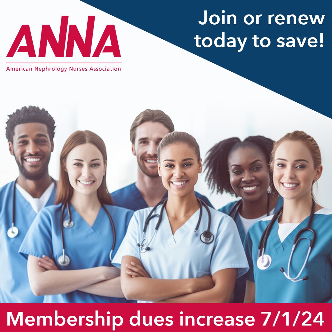 Did you know? ANNA Membership dues are changing on July 1. Join or renew your membership today and save $45! Learn more👇 annanurse.org/article/new-me… #NephrologyNurses #Nurse #Nursing