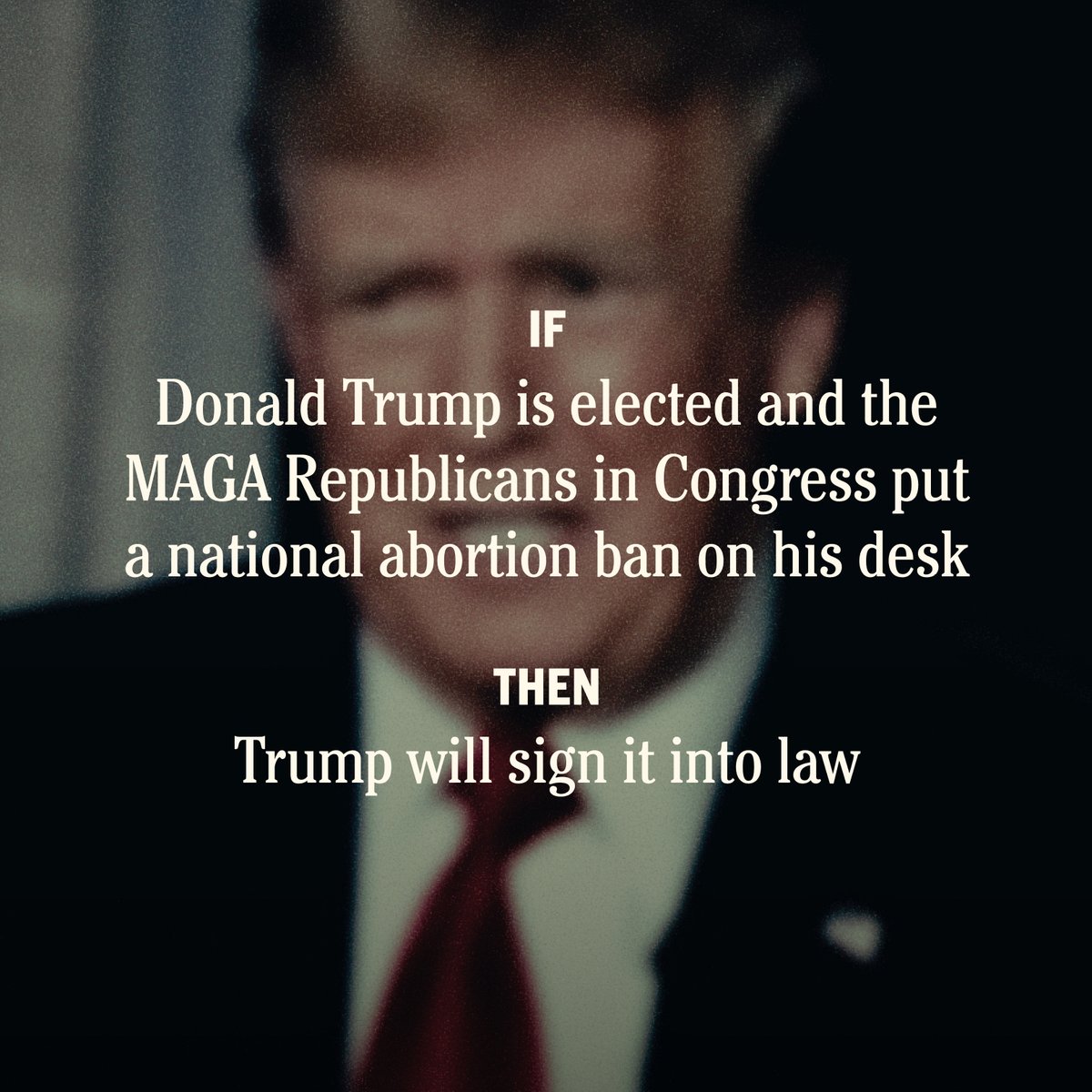 Donald Trump overturned Roe v. Wade. Because of him, 1 in 3 women in America already live under dangerous abortion bans that put their lives at risk and threaten doctors with prosecution. It will only get worse if he is elected.