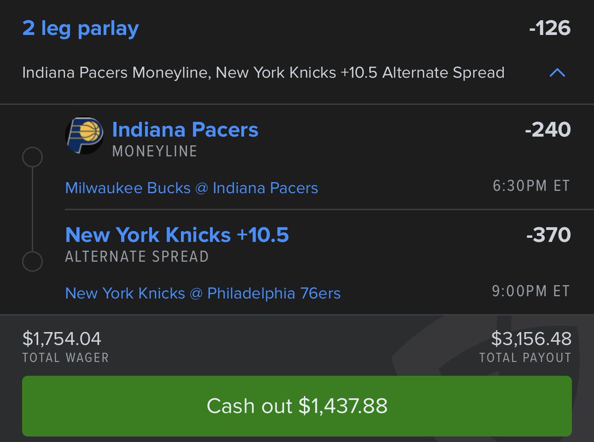 Play of The Day 🎖️ 

Pacers ML / Knicks +10.5 -126 2.5U
#GamblingX #GamblingsTwitter