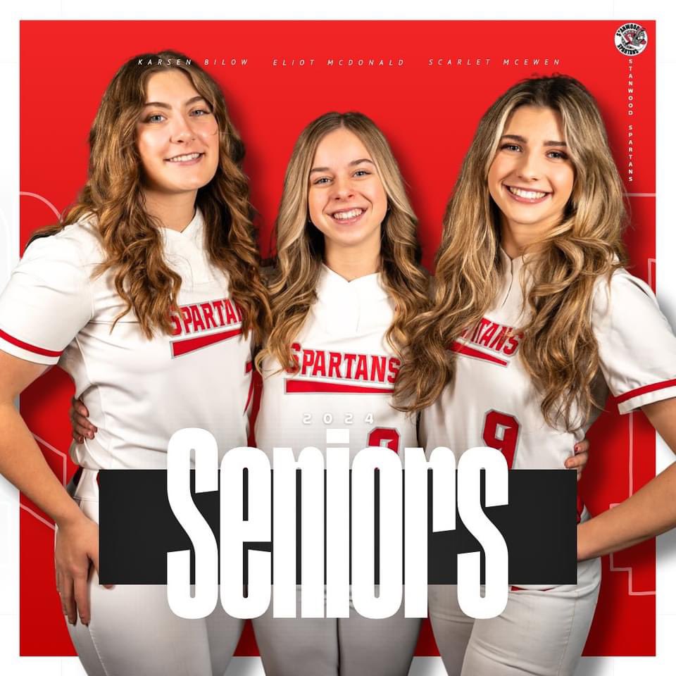 It’s Senior Night for Stanwood Softball! Spartans, we’ll see you at Mike Chandler field at 6:30pm 🥎