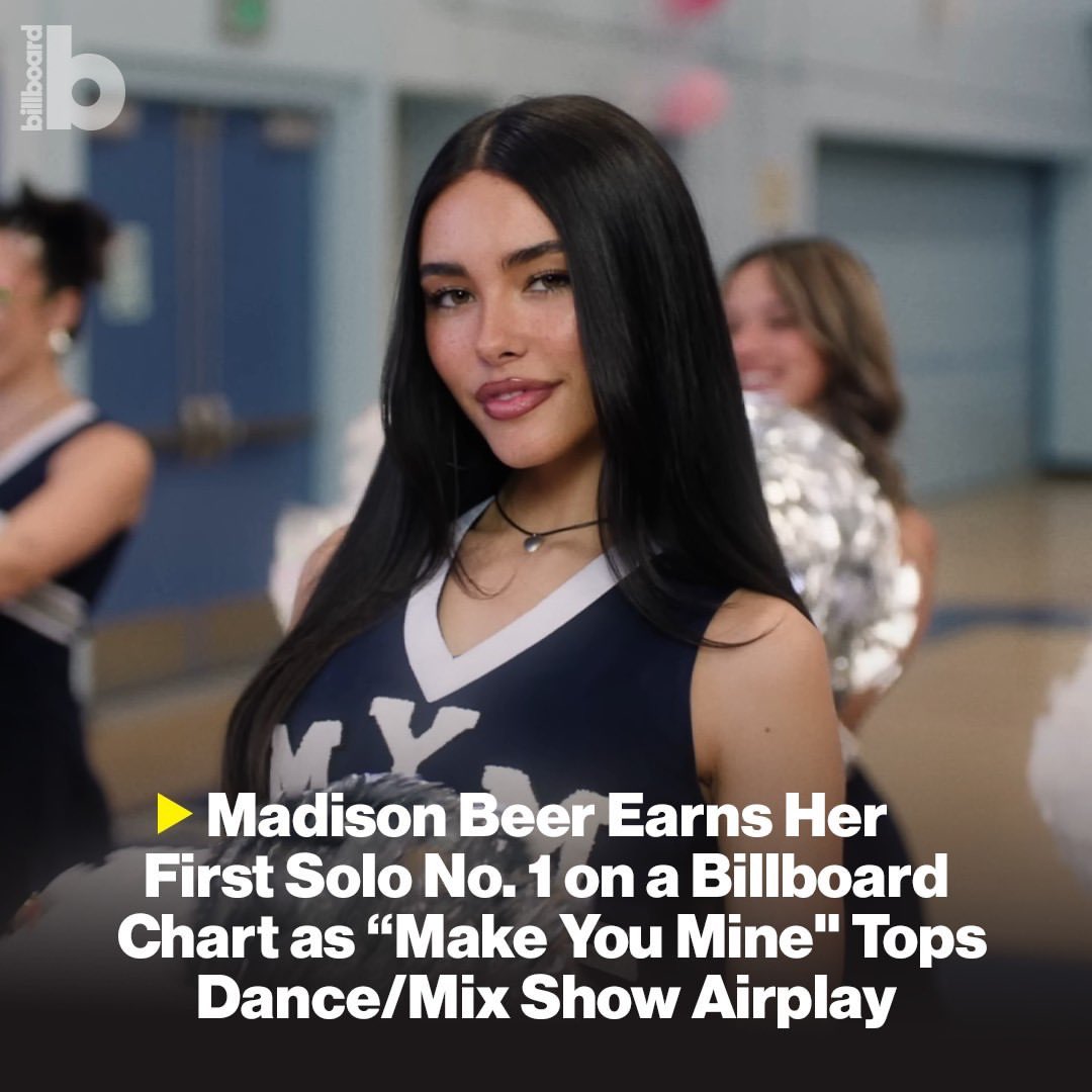 📸 “@madisonbeer earns her first solo No. 1 on the @billboardcharts as “Make You Mine” tops the Billboard’s Dance/Mix Show Airplay list this week. 📈⁠ ⁠ “Thank you to everyone that’s listening and enjoying this record,” Beer shared of her charting hit. “Being a lover of dance…