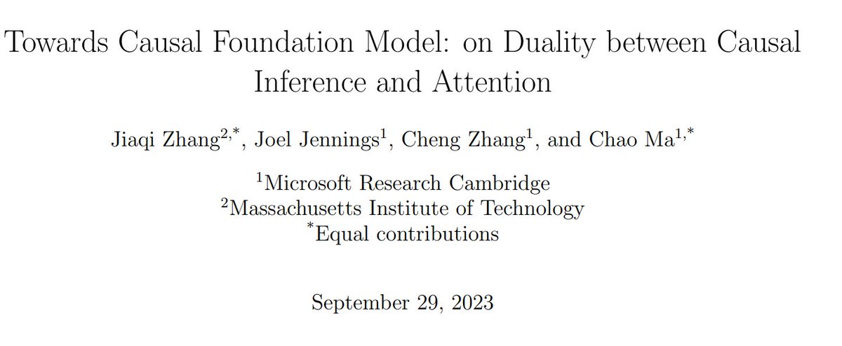 Congrats to the Causica team @MSFTResearchCam . We got two papers accepted in #ICML 24, contributing to our efforts on integrating #Causality with modern #FoundationModels.   1/3

TL;DR:  For the potential outcome framework, self-attention = causal inference via optimal balancing…