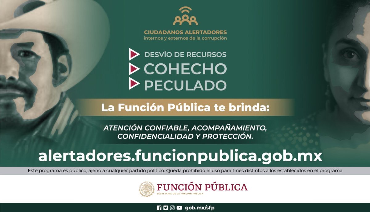 Tu participación es clave para el combate a la corrupción 📣🚨 La plataforma garantiza el anonimato y la confidencialidad de las alertas, de las comunicaciones y la identidad de las personas. Más información en Secretaría de la Función Pública: alertadores.funcionpublica.gob.mx