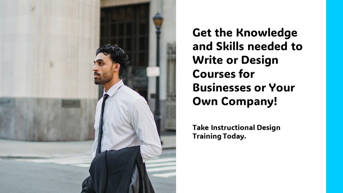 Start Learning in Instructional Design today! Get the training you need to write courses for Big Business: adrienne-s-school-2b8a.thinkific.com/courses/learn-…

#Art #Corporate #Consulting #Management #InstructionalDesign #Venturecapital #ITConsulting #Training #Leadership #Learning #Education #Writing