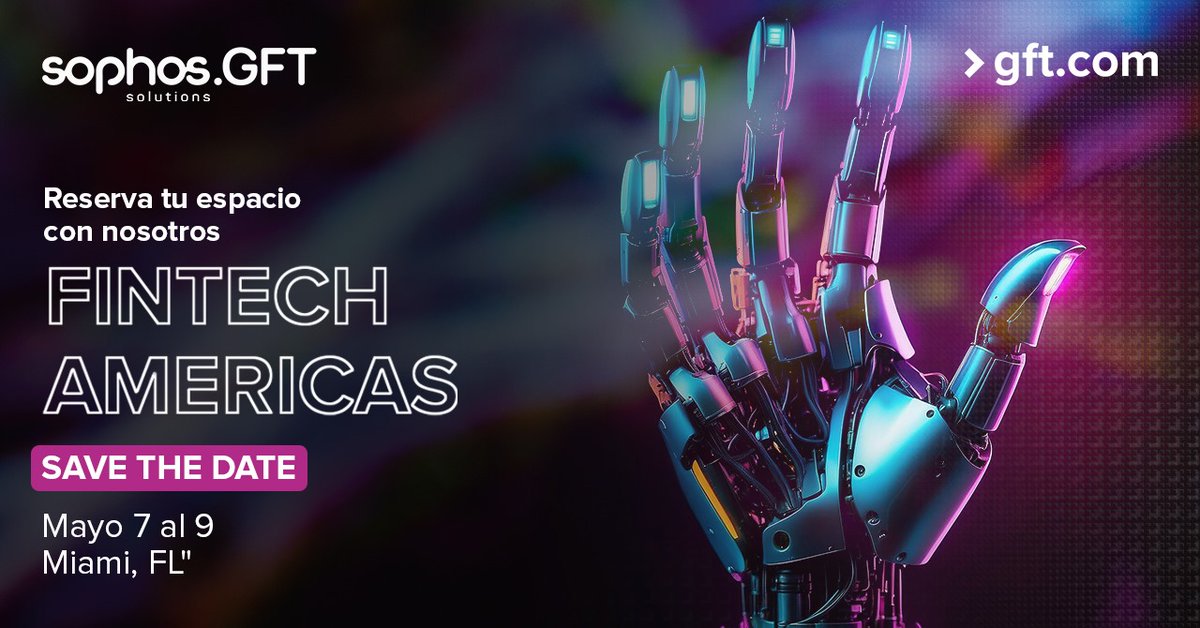 ¡La próxima semana estaremos en Fintech Americas 2024!

Únete a nosotros en este evento donde exploraremos las últimas innovaciones en el mundo de la tecnología financiera.

Reserva tu espacio aquí:

gft.com/cr/es/events/2…

#FintechAmericas #InnovaciónFinanciera #GFTTechnologies