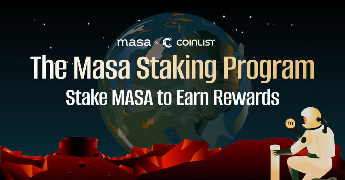$MASA staking coming next week to @getmasafi $MASA token holders get ready to earn rewards while playing a vital role in enhancing the security, stability, and decentralization of the Masa Network. *Not available in US & CA