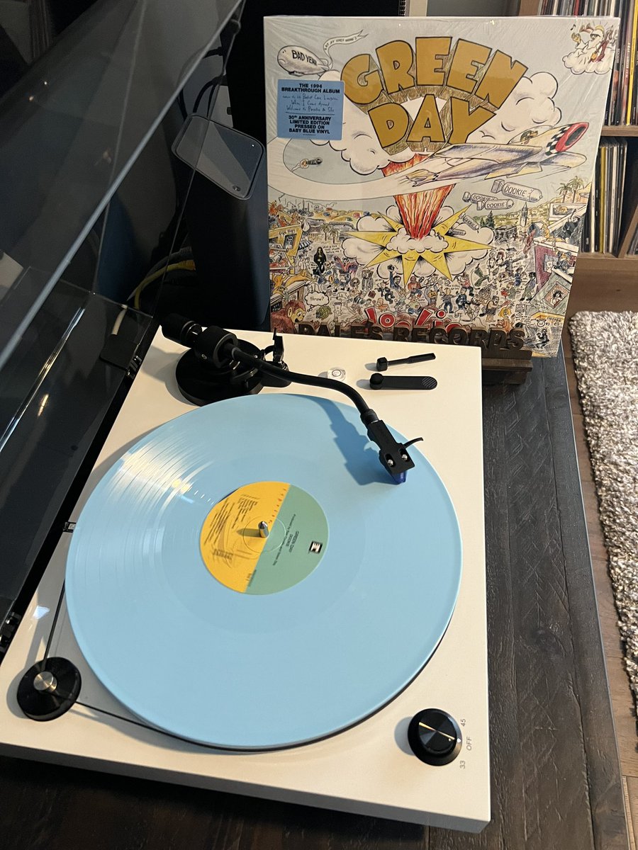 Almost there! The weekend is just around the corner. Thursday evening tunes … 🎶
No time to search the world around
'Cause you know where I'll be found
When I come around ….
#GreenDay 
#Dookie #NowPlaying #VinylRecords #VinylCollector