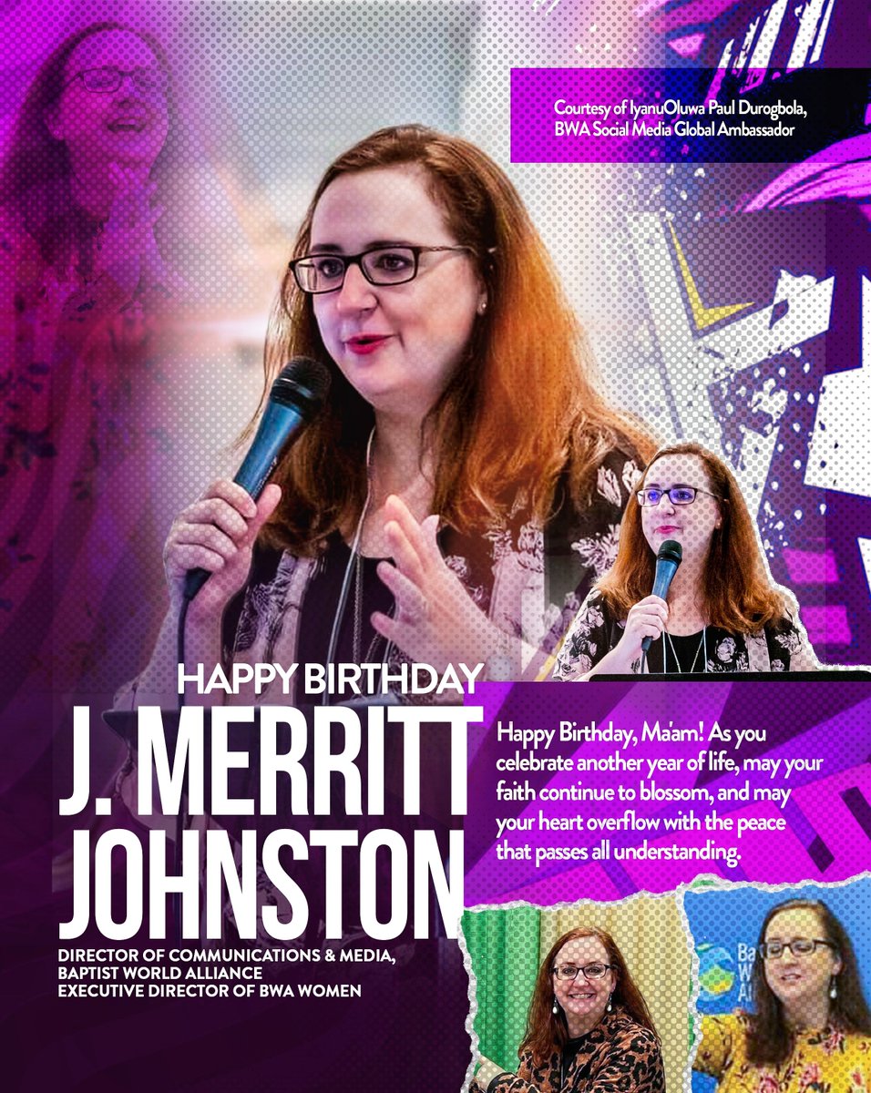 Today, I celebrate @merrittjohnston, an incredible woman. Her humility and openness have consistently shown me that the Global Baptist Family is truly one big family! Happy birthday, Ma'am. #birthday #BaptistWorld #BWAcomms
