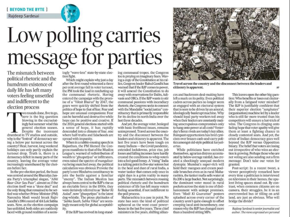 Friday column: When the politics of FEAR replaces the politics of HOPE, it only leads to falsehoods and dog whistles . Why the relatively low voter turnout is not just because of the heat but because of a cynical competitive politics that is disconnected from an unenthused…