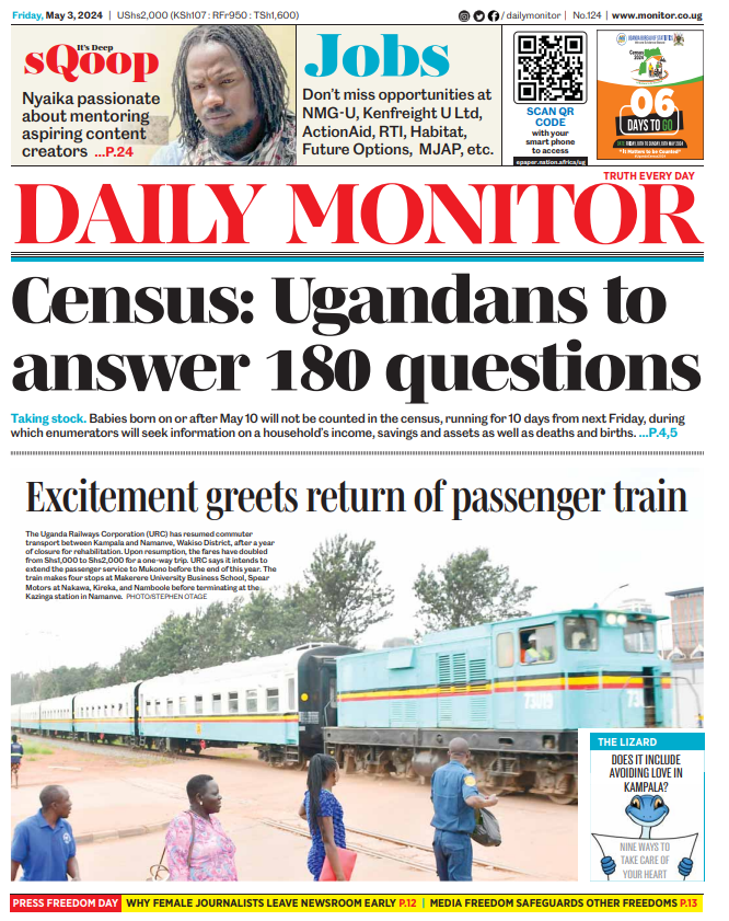 ◉Census: Ugandans to answer 180 questions #MonitorUpdates

■Details in today's Daily Monitor | Find it here👉🏾bit.ly/3JMGP8q?utm_me…