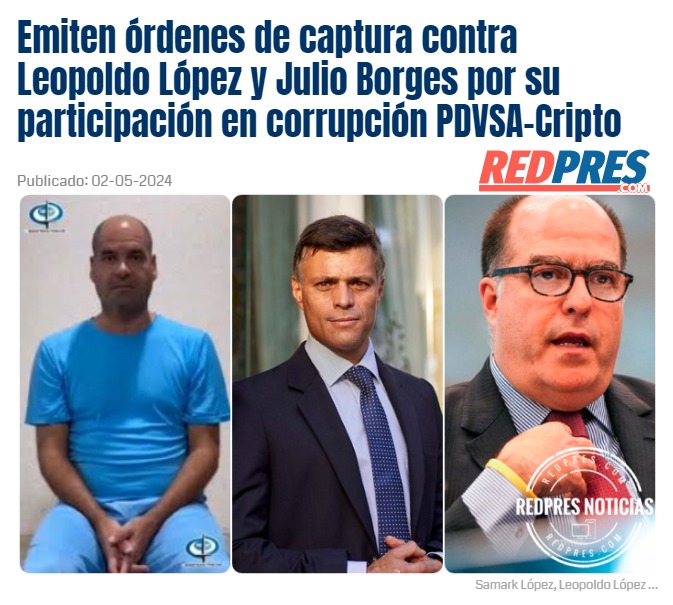 Emiten órdenes de captura contra Leopoldo López y Julio Borges por su participación en corrupción PDVSA-Cripto redpres.com/t41973-emiten-… Tags | 🏷️ Manuel Rosales 🏷️ Nelson Bocaranda 🏷️ Samark López 🏷️ Cesta Ticket 🏷️ Cilita 🏷️ Diosdado Cabello 🏷️