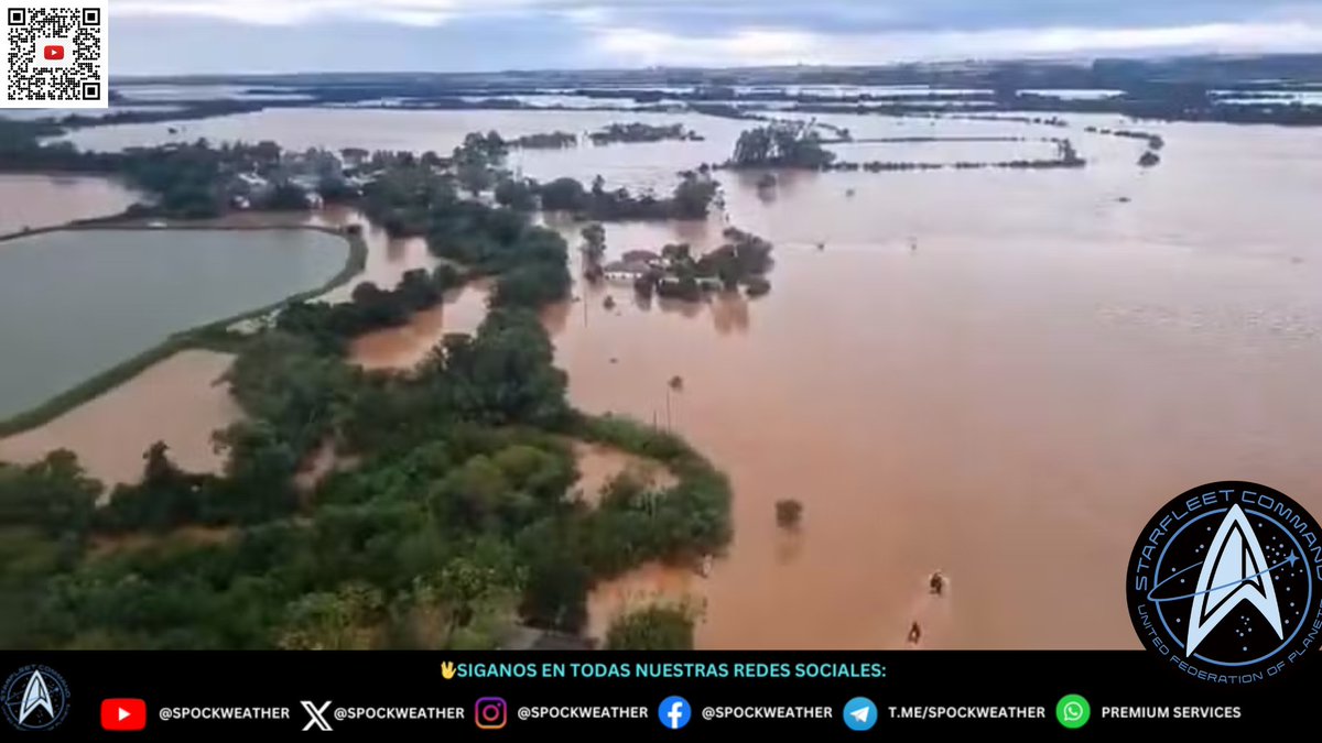 #PlanetaFeroz | En Rio Grande do Sul🇧🇷, un temporal de lluvias ha provocado el desplazamiento de 10 mil personas a causa de las inundaciones. Entre otros responsables, un gran sistema de baja presión🌀 pudiera dejar hasta 300mm de lluvia en los próximos días. Difícil situación 🖖