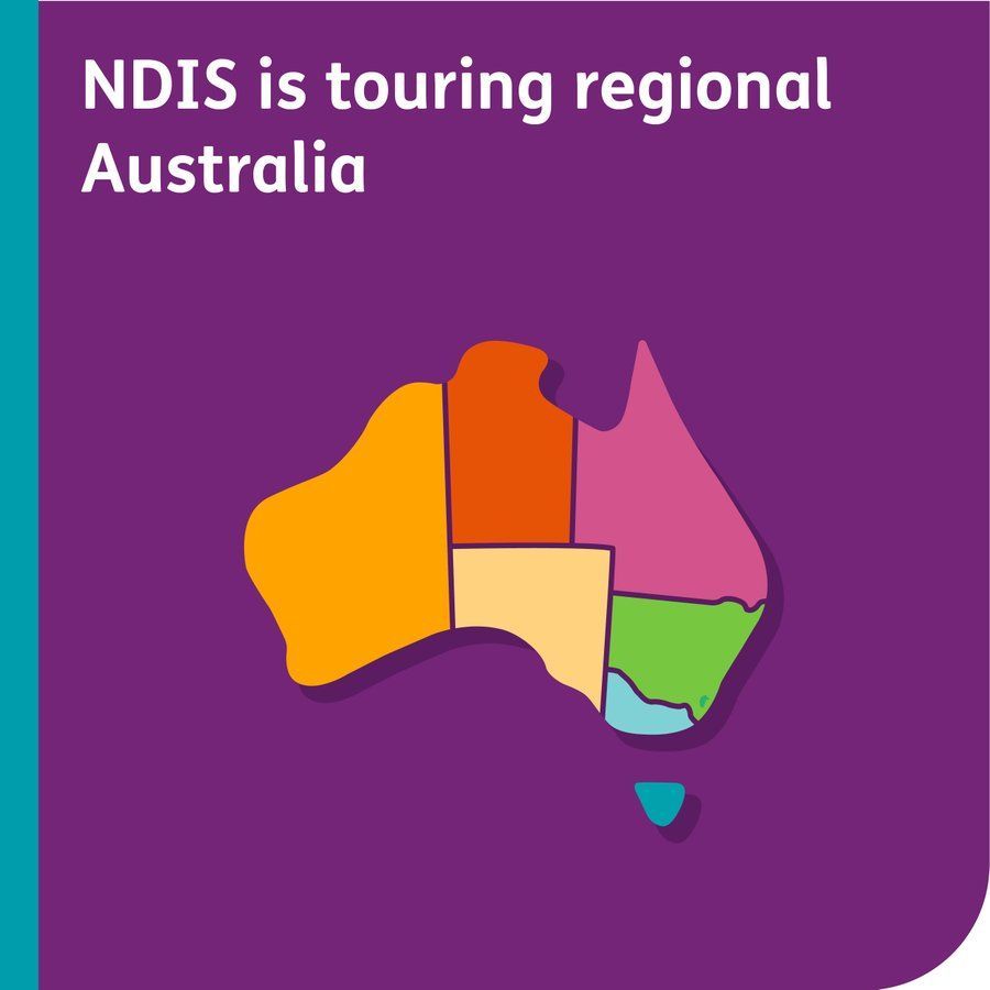 Tweet: NDIS @NDIS Do you live in rural or regional Australia and have questions about the NDIS? Until 30 May, we will be visiting rural and regional New South Wales, Victoria and Western Australia. More: buff.ly/3Usf8Yp