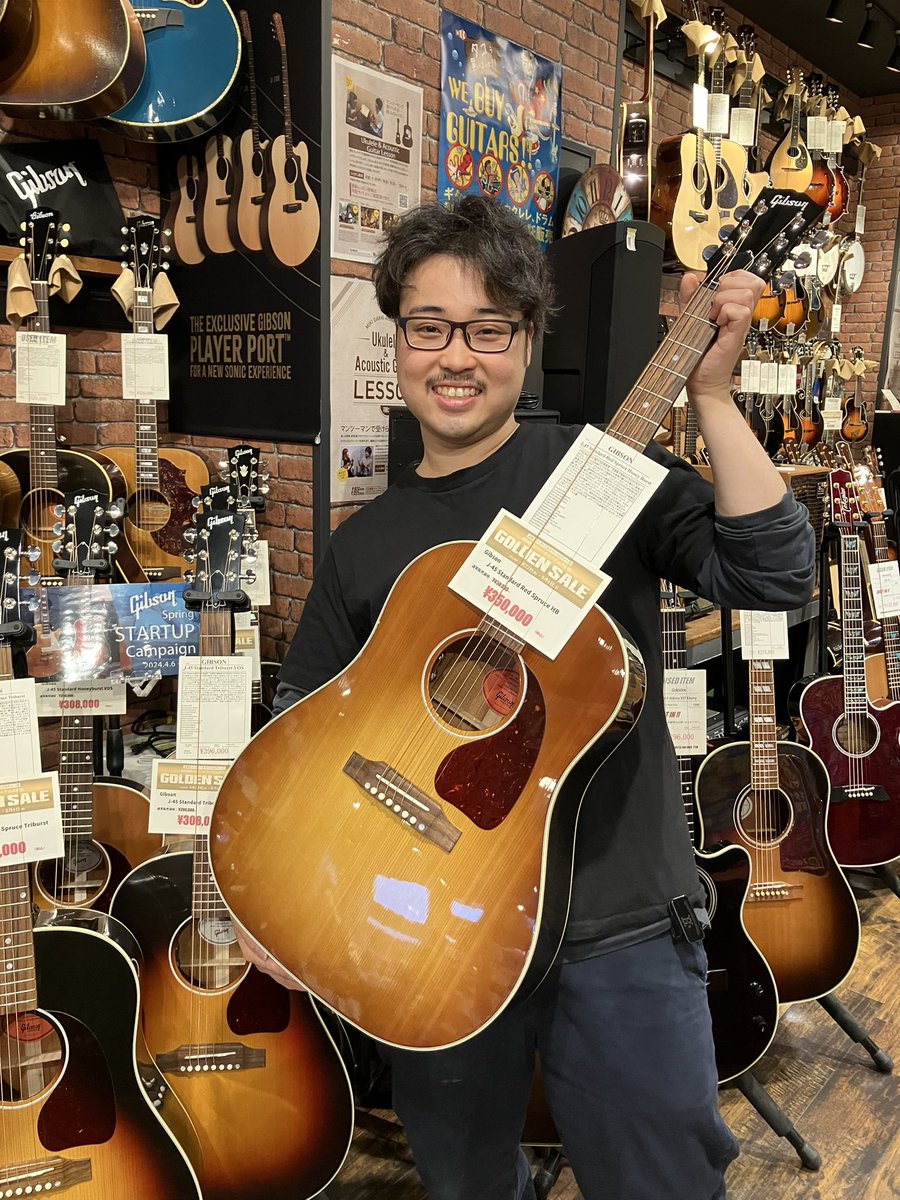 ／
三木楽器✨GOLDEN SALE✨
4/22〜5/6
＼

🗣️各店のイチオシセール品ご紹介

Acoustic INNからはギブソンJ-45をオススメ💁

アディロンダックレッドスプルースを使った限定生産モデル！サウンドはとにかくパワフル‼️淡いハニーバーストのルックスも推しポイント👍

mikigakki.com/ec/pro/disp/B/…