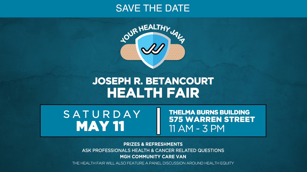 I’m pleased to help organize with @javawithJimmy the THIRD Your Healthy Java / Joseph R Betancourt Health Fair in Roxbury, Boston, MA. We are bringing cancer specialists and information to the community on Saturday, May 11, 2024. Please join us!