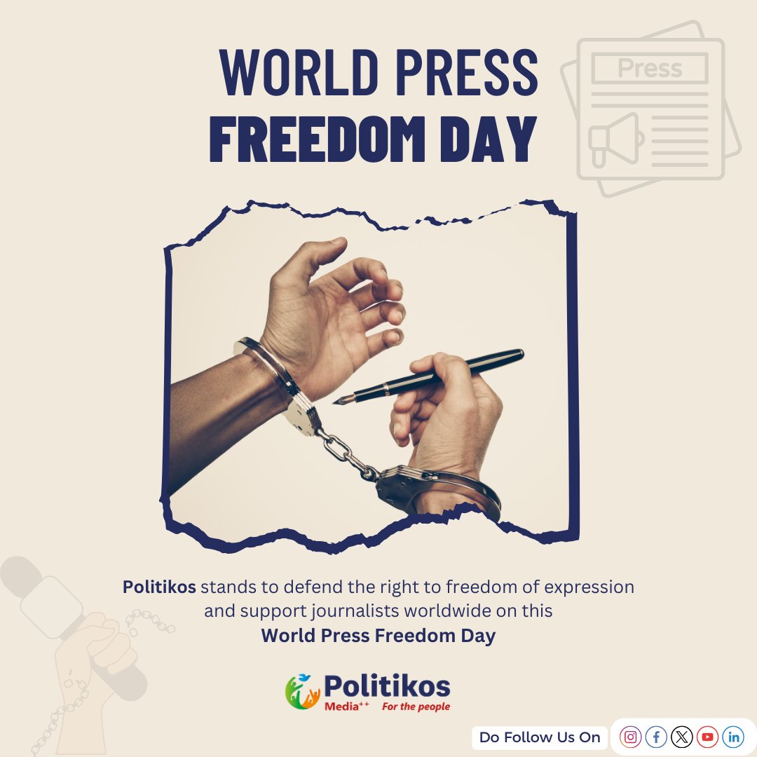 Politikos stands for World Press Freedom Day, advocating for the essential role of a free press in upholding democracy and fostering transparency. Let's defend the right to freedom of expression and support journalists worldwide. 📰🌐 #PressFreedom #FreePress #PolitikosCares