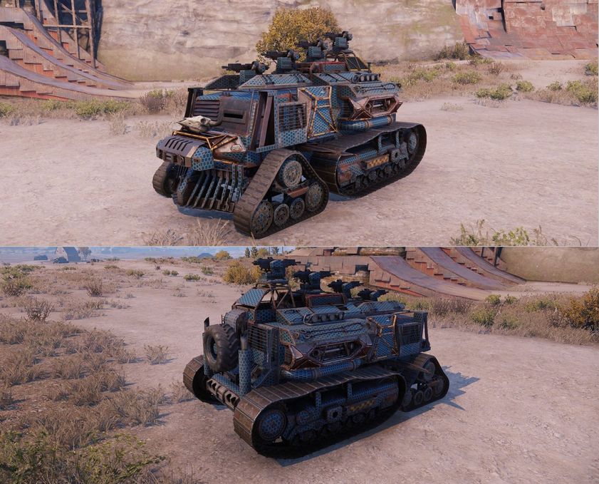 Crossout
かっきょいい・・
このアタマ悪い感じがたまらん
ちなみに味方に怒られるほど弱くはないが、どちらかというとガッカリされる程度の強さ
30～40点くらい（予算の都合）