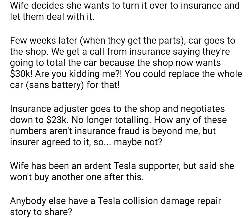 For those wondering why insuring a #Tesla is getting nuts.....

#insurance #wtf #collisionrepair #inflation #TSLA $TSLA #TSLAQ $TSLAQ