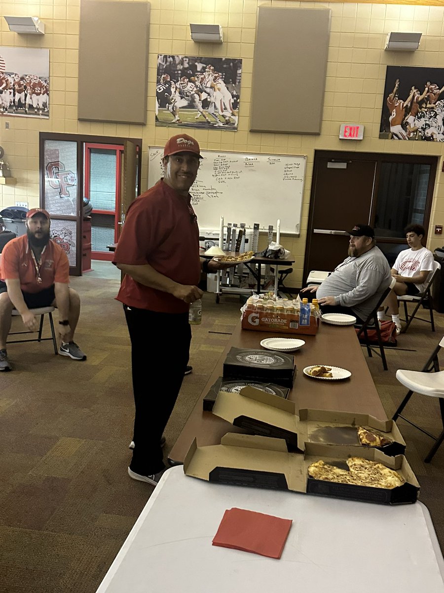 Pizza after Installs tonight. !! Are you kidding me? Thanks to the “Real Coach Buz” and Skye Dog!! What a treat!!