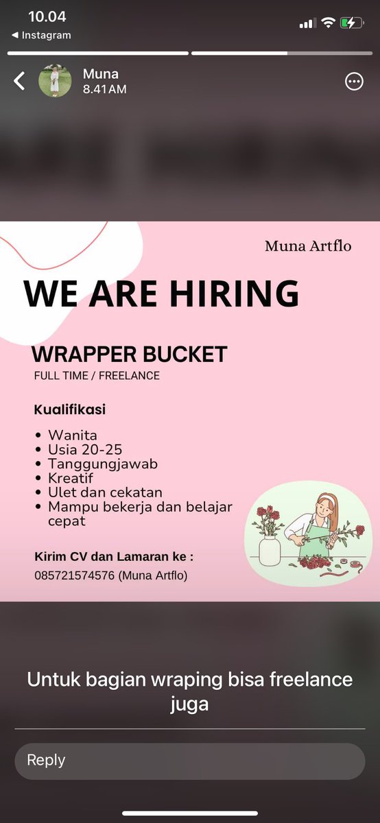 info loker buat temen-temen daerah Bandung (terutama Cibiru Cinunuk dan sekitarnya) yang punya hobi/keterampilan bikin buket bunga bisa apply di temenku nih ada utk full time dan freelance jugak goodluck🤗💓 #lokerfordeobi