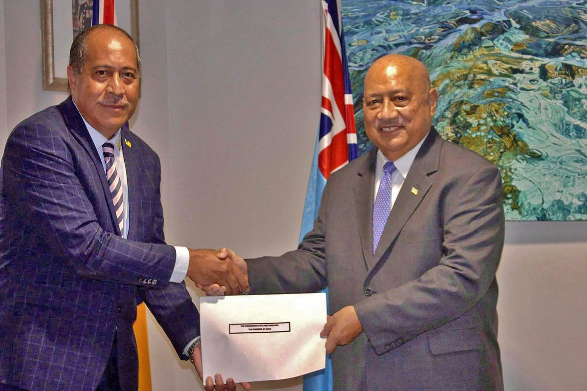 Fiji’s High Commissioner to NZ Rt. InokeKubuabola presented his credentials to the Premier of Niue, Hon. Dalton Tagelagi & Cabinet, at the Premier's Office  in Fale Fono II, Halamahaga, marking the commencement of his diplomatic work in Niue as Fiji’s non-resident HC.
