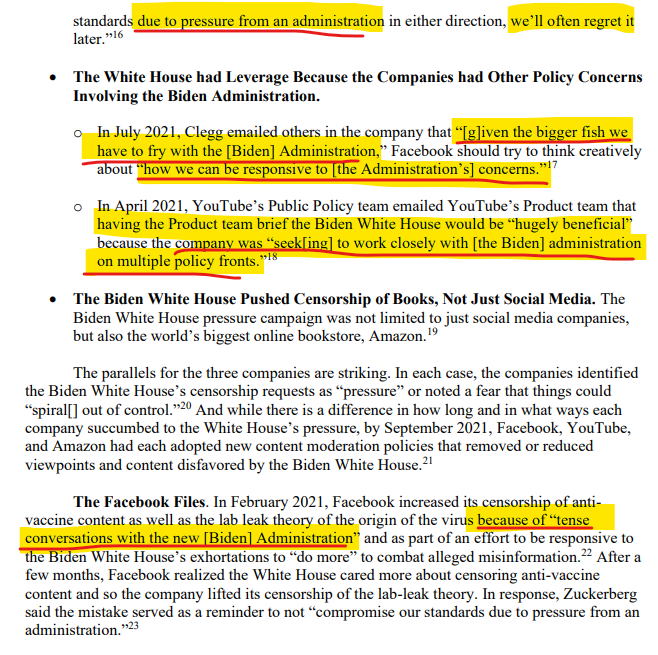 Here are 10 flaming examples of times Facebook, YouTube & Amazon explicitly said they only passed censorship policies bc they were threatened by the Biden government