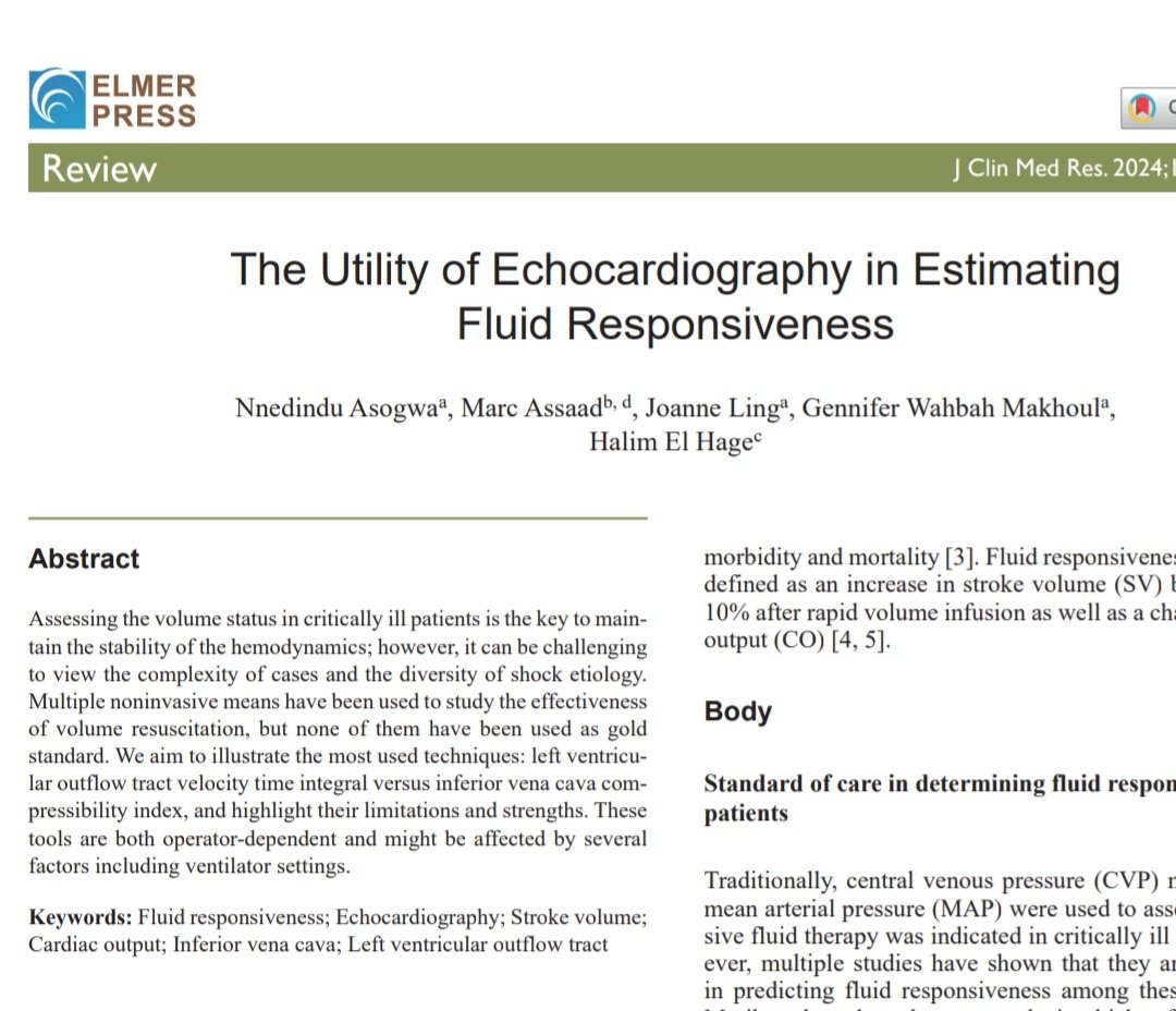 An interesting review regarding the role of #echocardiography in assessing volume responsiveness in critically ill patients
@ElmerPress 
jocmr.org/index.php/JOCM…