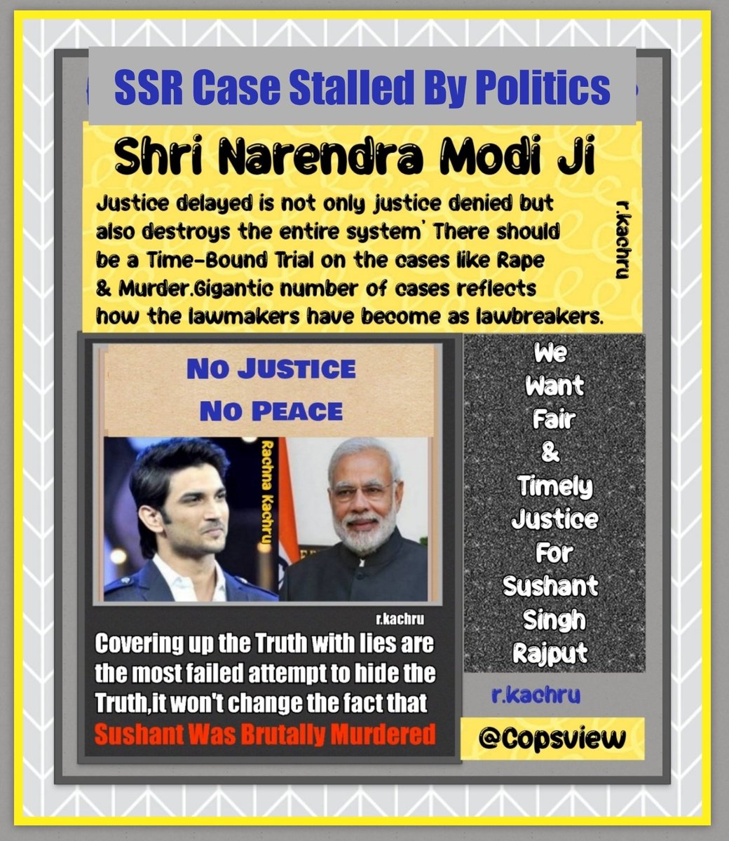 🔱Har Har Mahadev🔱

These Politicians are literally & actually ABUSING SSRCase for their own Political Gains & Benefits It's s Shameful @PMOIndia
Is @CBIHeadquarters the handmaiden of the Govt.& Powerful & Influential People❓
 @Copsview File302

TL~SSR Case Stalled By Politics